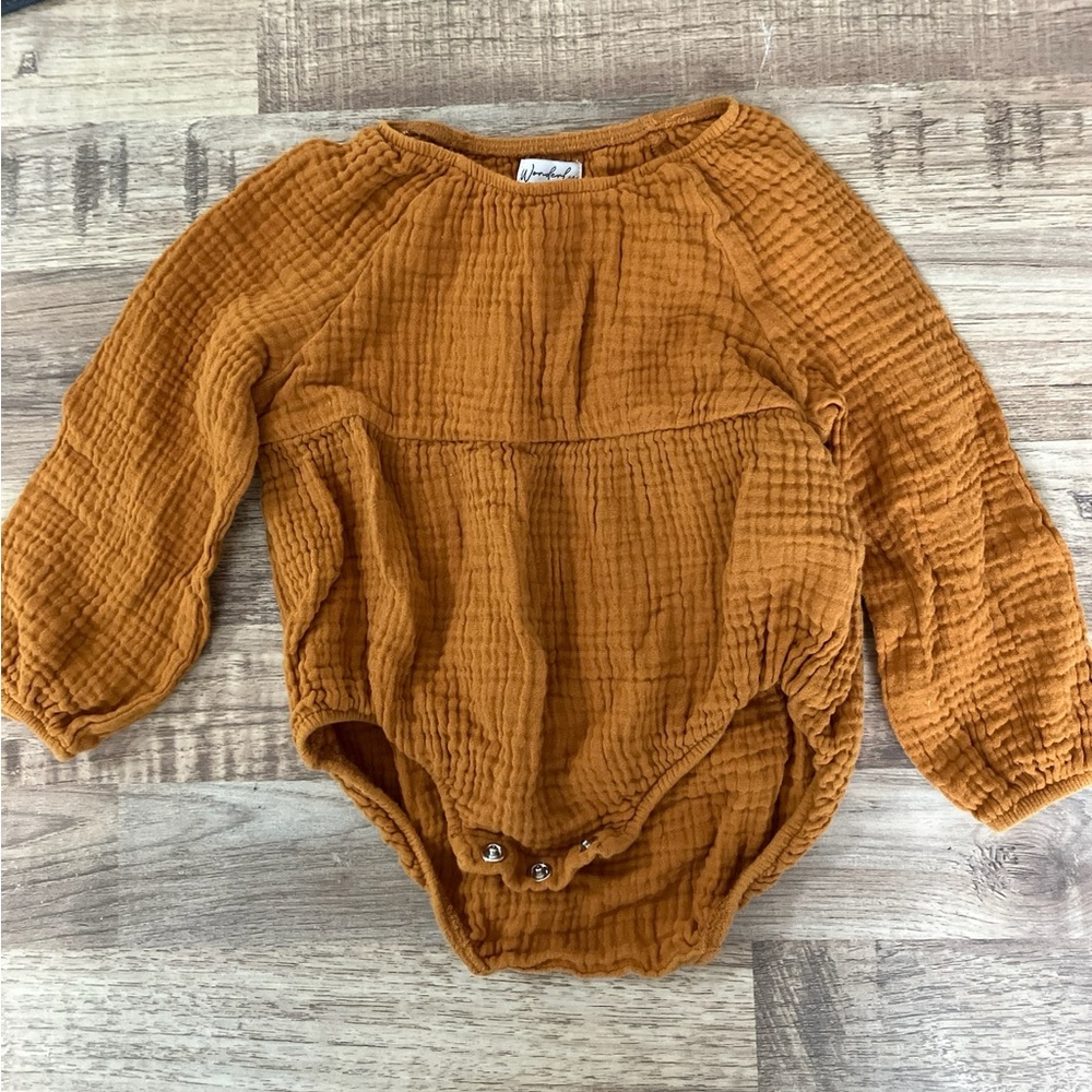 Wonderly | Gauze Rust Baby One Piece 12 Months